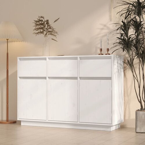 vidaXL komoda bela 110x34x75 cm trdna borovina Cene