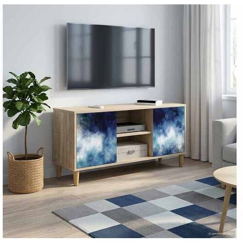 vidaXL TV ormar RAALTE 102 x 33 x 50 cm Sonoma Konstruirano drvo - Plavi mramorni uzorak Cene