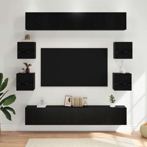  Komplet TV omaric 10 pcs 180 x 30 x 30 cm Črni hrast, (5000247721) Cene