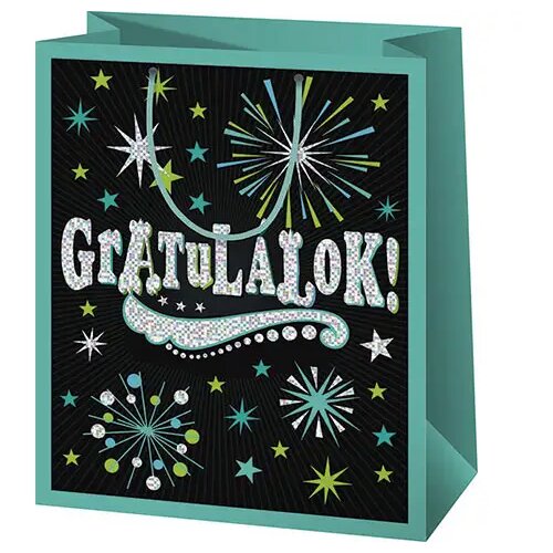 Cardex Ekskluzivna darilna vrečka običajnih mer 11x6x15cm zelene barve Čestitamo! Cene