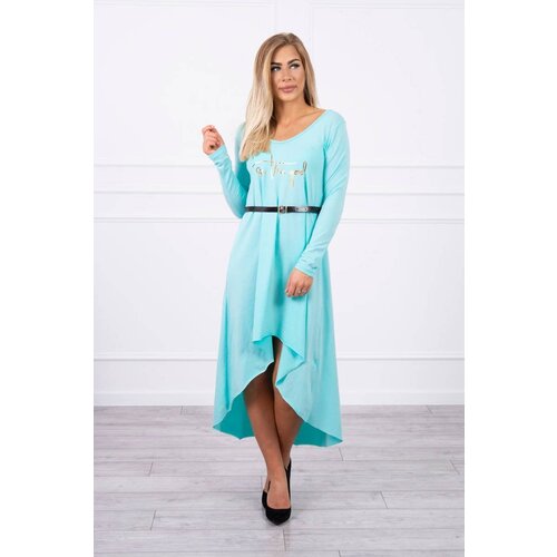 Kesi Dress with a decorative belt and an inscription mint Cene