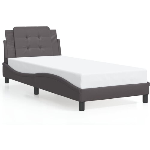 Maison Chic Posteljni okvir - Enojna postelja - Postelja za odrasle z vzglavjem siv 100x200 cm umetno usnje-J9659, (21771514) Cene