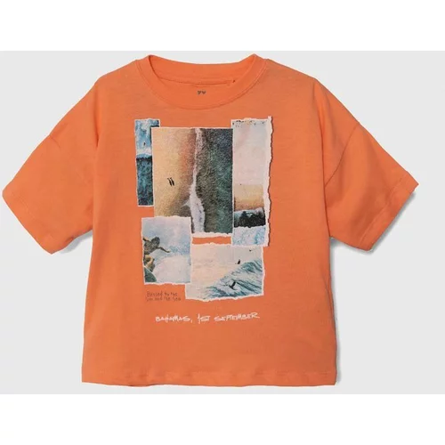 Zippy Otroška bombažna kratka majica oranžna barva