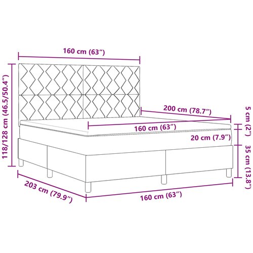  Krevet s opruga kutije s LED trakama Plava 160 x 200 cm tkanina Slike