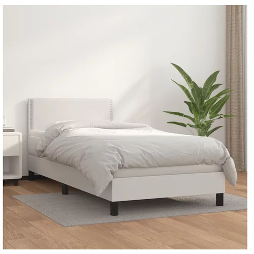  Box spring postelja z vzmetnico bela 90x200 cm umetno usnje