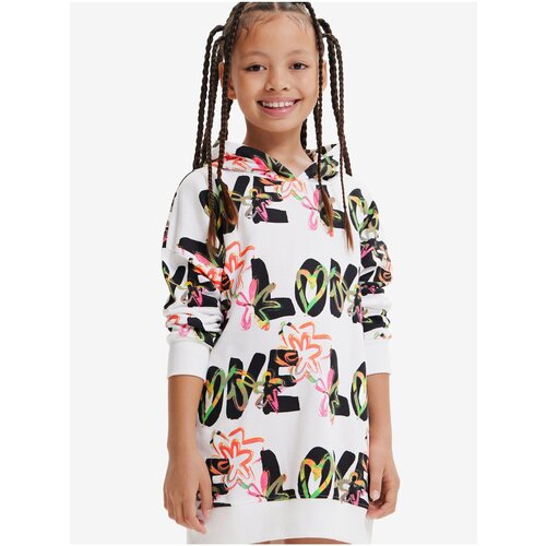 Desigual White Girly Patterned Sweatshirt Flavia - Girls Cene