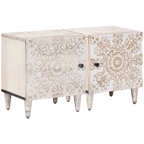  Noćni ormar 2 pcs Bijelo 40 x 33,5 x 46 cm Čvrsto drvo manga Cene