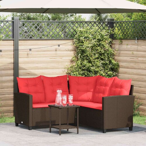  Set vanjskih sofa s jastukom 2 pcs Smeđa i crvena poliratan Cijene