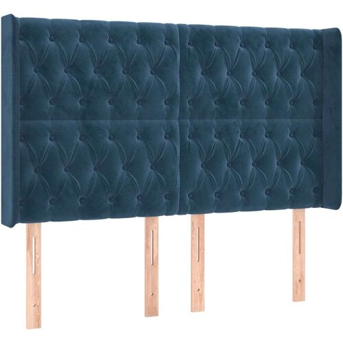  Uzglavlje s u&amp;scaron;ima tamnoplavo 147x16x118/128 cm bar&amp;scaron;unasto Slike