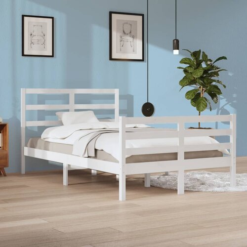The Living Store Posteljni okvir bel iz trdne borovine 120x200 cm - Posteljni Okvir, (21526129) Slike