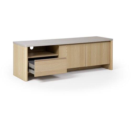 Marckeric Bijela/u svijetloj prirodnoj boji TV komoda u dekoru hrasta 153x50x45 cm Dore &amp;ndash; Slike