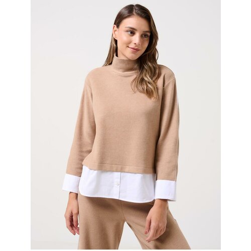 Jimmy Key Camel Straight Cut Turtleneck Long Sleeve Knitted Sweater Cene