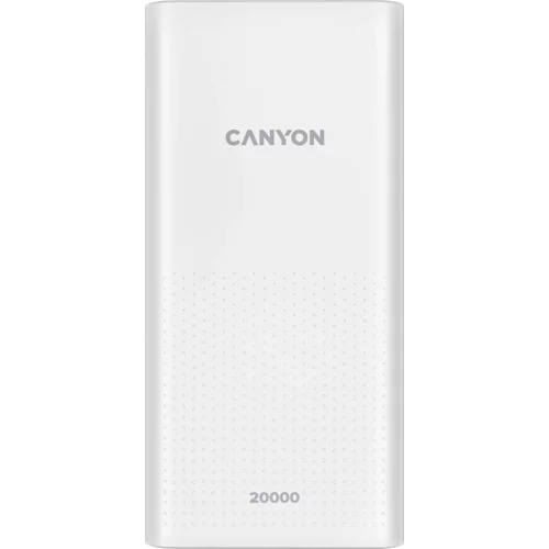 Canyon PB-2001, Power bank 20000mAh Li-poly battery, Input 5V/2A , Output 5V/2.1A(Max) , 144*69*28.5mm, 0.440Kg, white - CNE-CPB2001W