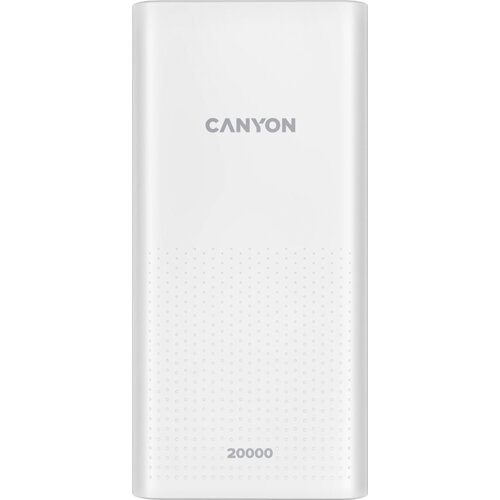 Canyon PB-2001 Power bank 20000mAh Li-poly battery, Input 5V2A , Output 5V2.1A(Max) , 144*69*28.5mm, 0.440Kg, white ( CNE-CPB2001W ) Slike