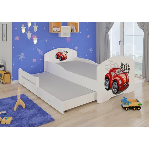 ADRK Furniture Otroška postelja Pepe II grafika z dodatnim ležiščem - 80x160 cm