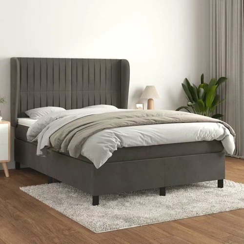  Box spring posteljni z vzmetnico temno siv 140x190 cm žamet, (20900768)