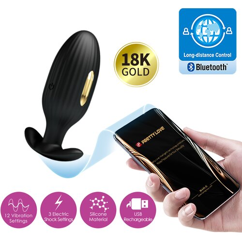 Pretty Love Luksuzni elektrostimulativni analni plug black Slike