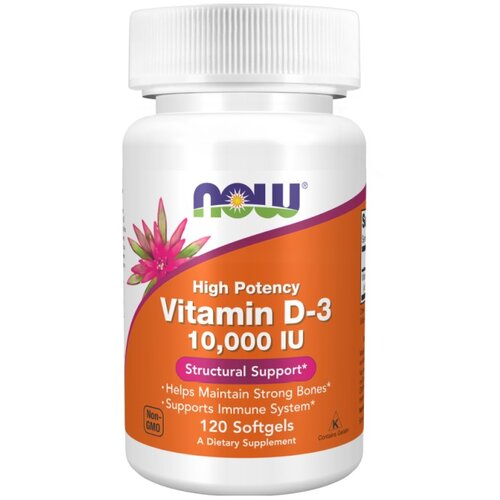 Now Foods Vitamin D3 NOW, 250 &amp;micro;g / 10 000 IE (120 kapsul) Slike