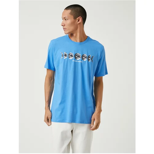 Koton Space Printed T-Shirt Crew Neck Slogan Detailed Cotton