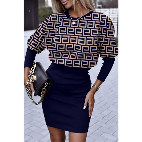 Fenzy Elegantna Mini Haljina S Uzorkom Lenta, Tamnoplava Slike