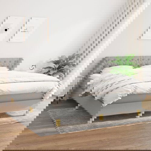 VidaXL Krevet s oprugama i madracem svjetlosivi 140x190 cm od tkanine Slike