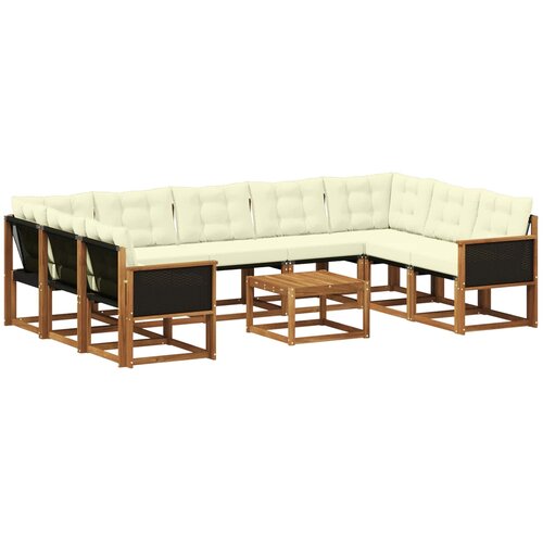 vidaXL Zunanja garnitura za sedenje 10 pcs Naravna in smetana, (5000281538) Cene