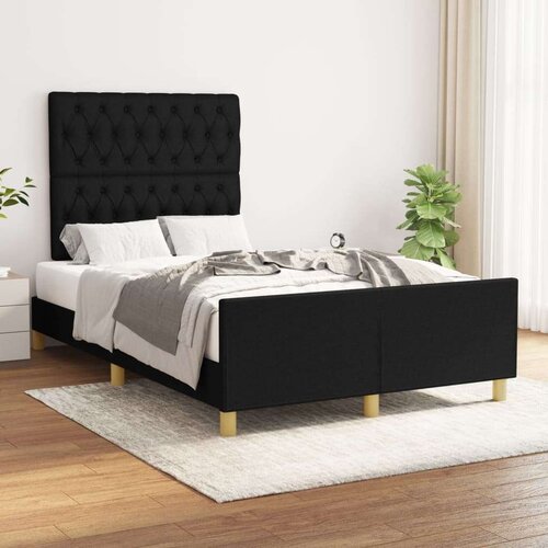  Za krevet s uzglavljem crni 120 x 200 cm od tkanine Slike