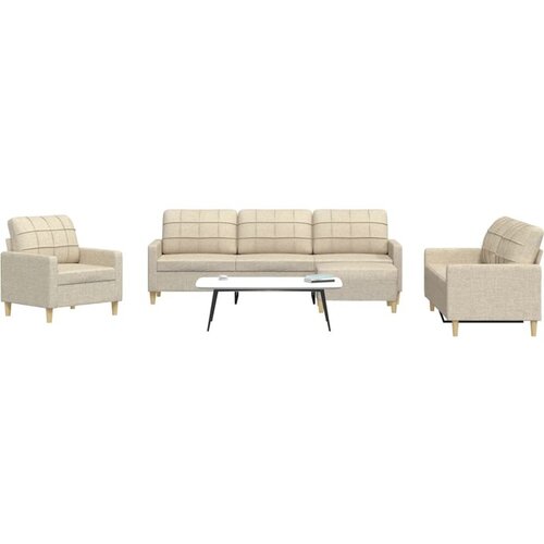 VidaXL 4-dijelni set sofa s tabureom krem od tkanine Slike