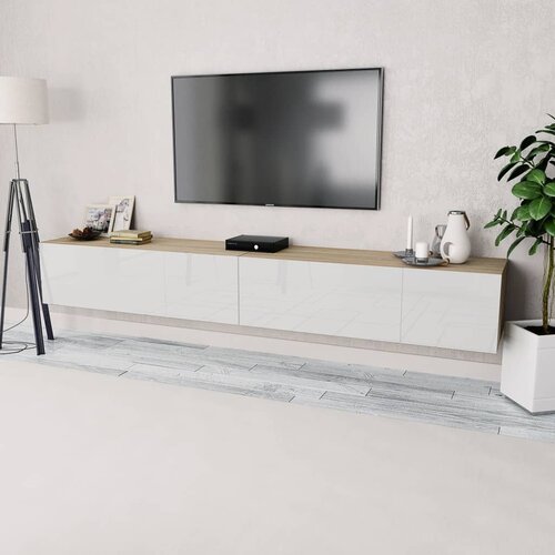 Furnova TV omarica 2 kosa inženirski les 120x40x34 cm visok sijaj bela, (22086710) Cene