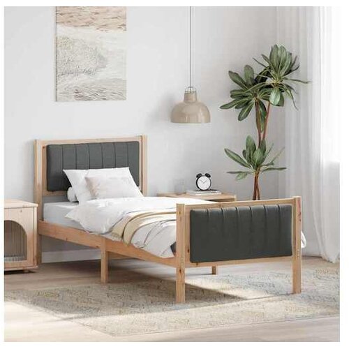 VidaXL posteljni okvir, trden borov les, rjava/temno siva, 80,5&amp;times;199,5&amp;times;85,5 cm Slike