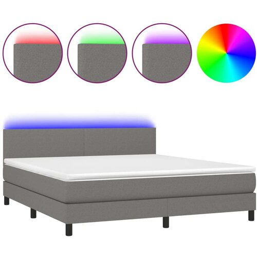  Box spring s madracem LED tamnosivi 180x200 cm tkanina Slike