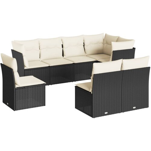  8-dijelni set vrtnih sofa od poliratana s jastucima crni Slike