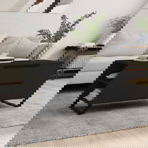 VidaXL Klubska mizica črna 102x44,5x50 cm inženirski les Slike