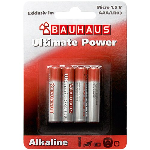 BAUHAUS Alkalna baterija Bauhaus Ultimate Power (Micro AAA, alkalno-manganova, 1,5 V, 4 kosi) Slike