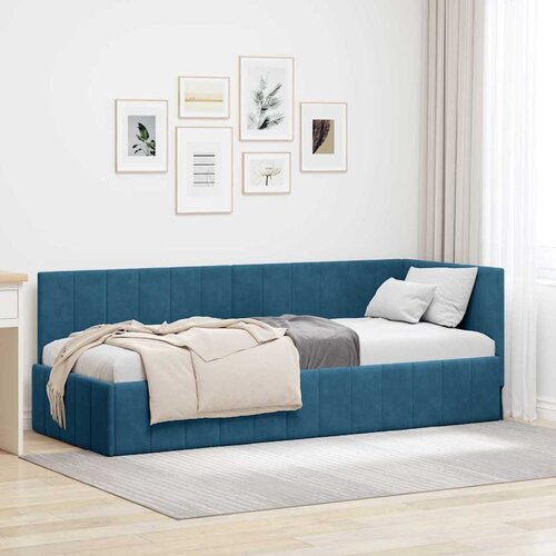 vidaXL Kutni okvir kreveta s uzglavljem Plava 80 x 200 cm Baršun Cene