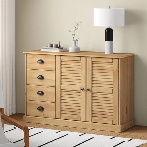 vidaXL Komoda s predali VIGO 113x40x75 cm trdna borovina Cene