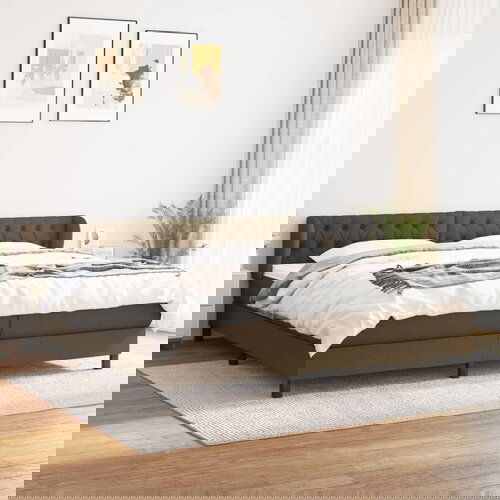vidaXL Krevet s oprugama i madracem tamnosmeđi 200x200 cm od tkanine Cijene