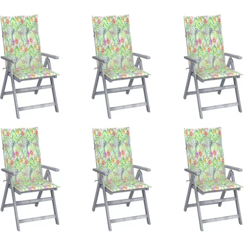  Nagibne vrtne stolice s jastucima 6 kom masivno bagremovo drvo