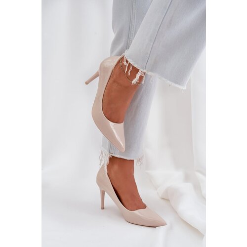 PS1 Patent Heels With Pointed Toes Beige Laniffia Slike