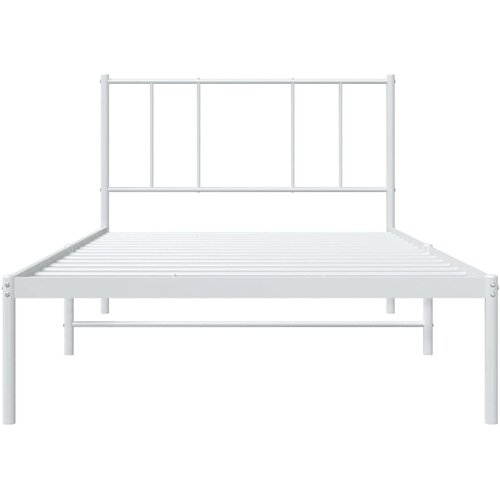  Metalni okvir krevet bez madraca s uzglavljem bijeli 75x190 cm Slike