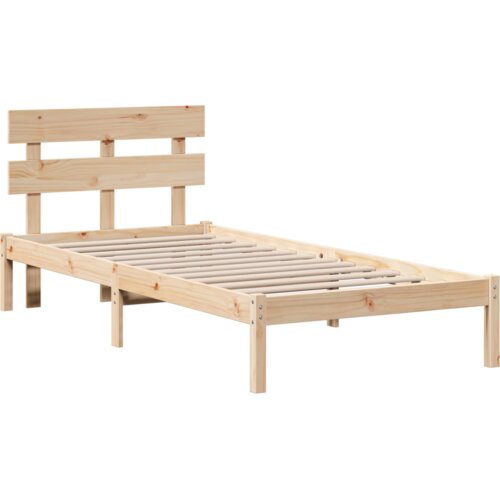 VidaXL Krevetna konstrukcija s uzglavljem 90x190 cm od masivnog drva borovina Slike