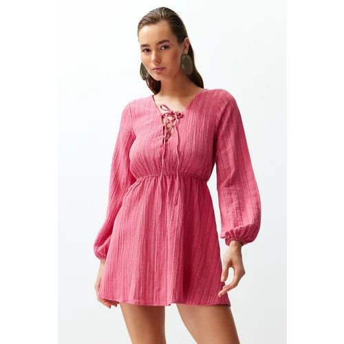 Trendyol Pink*St Plain Regular Mini Knitted 44% Polyester,26% Cotton,15% Linen,14% Viscose,1% Elastane Dress