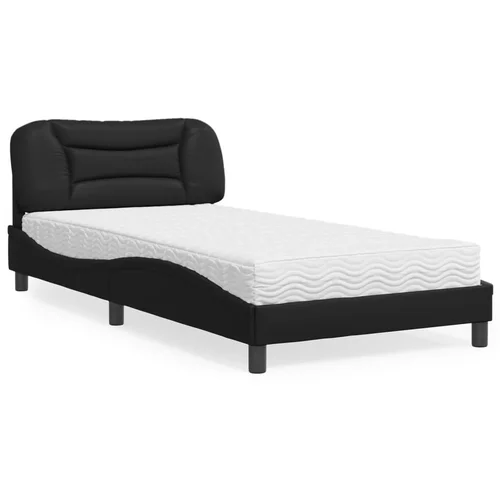  Krevet s madracem crni 100 x 200 cm od umjetne kože