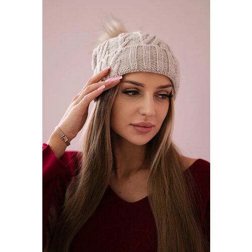 Kesi Cap with fleece Warkocz K226 light beige Slike