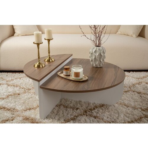 Hanah home stočić za dnevnu sobu orion - walnut, white walnutwhite coffee table Slike