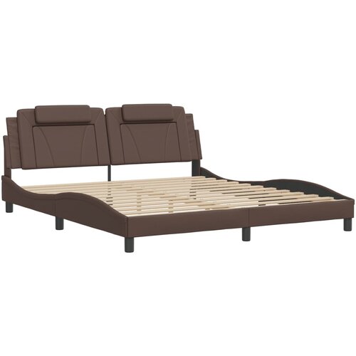 vidaXL Posteljni okvir z vzglavjem rjav 180x200 cm umetno usnje, (21095284) Cene