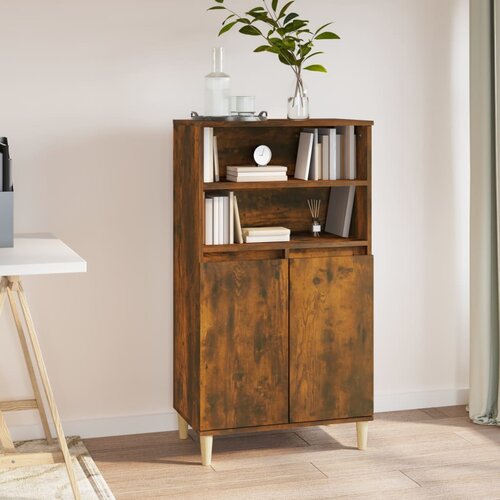 VidaXL Visoka komoda dimljenog hrasta 60x36x110 cm konstruiranog drva Slike