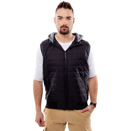 Glano Men&amp;#039;s Quilted Vest with Hood - black Slike