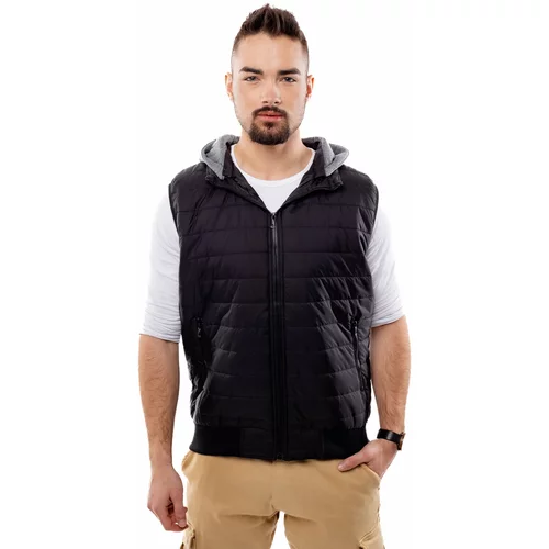 Glano Men's Quilted Vest with Hood - black