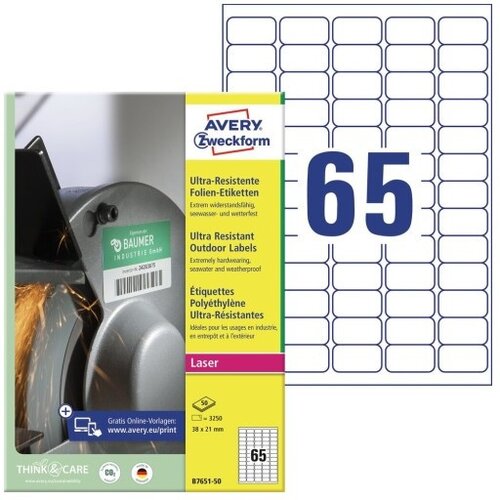  Etikete avery zweckform b7651-50 38 x 21 mm izjemno odporne ZWECKFORM Cene